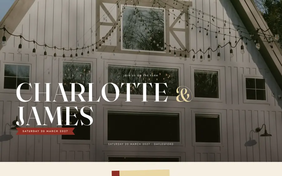 Woolshed wedding website template