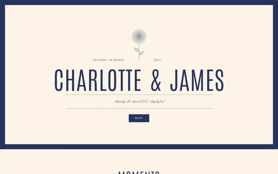 Cream & Indigo wedding website template