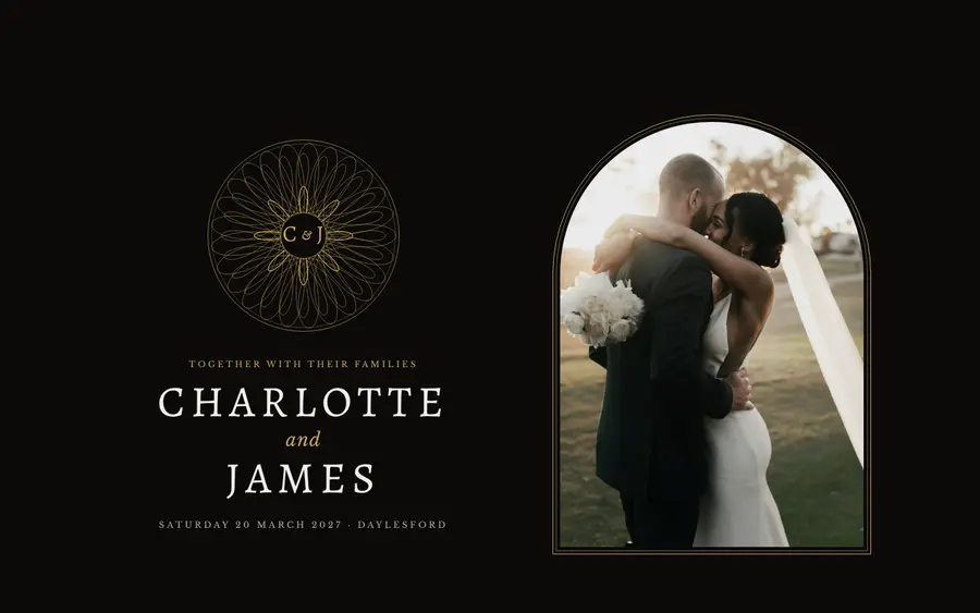 Black Tie wedding website template
