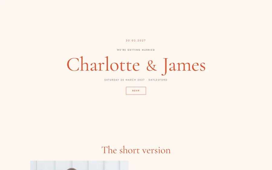 Warm Welcome wedding website template